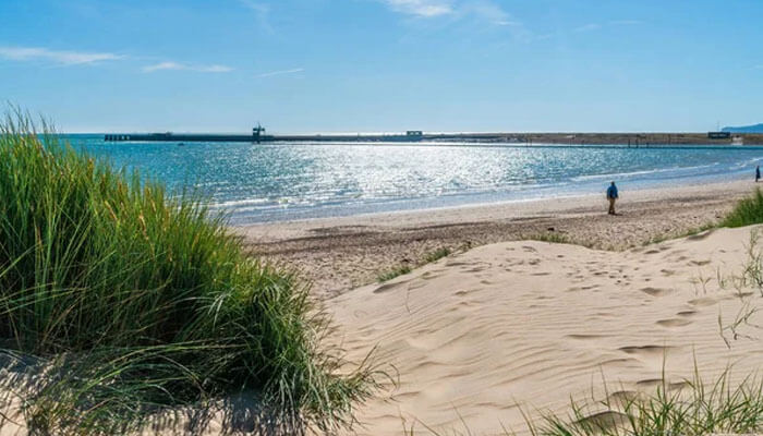 Beautiful sandy beach and sea view at Camber Sands, a must-visit attraction among the best Things To Do In Rye, East Sussex.