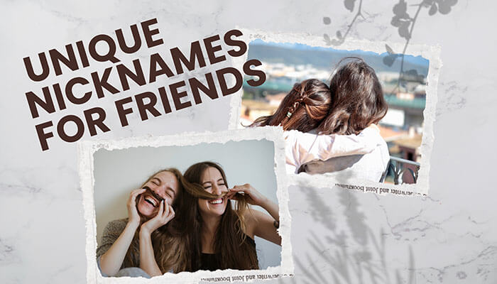 Two sets of best friends smiling and hugging, showcasing creativity and affection in choosing funny nicknames for friends.