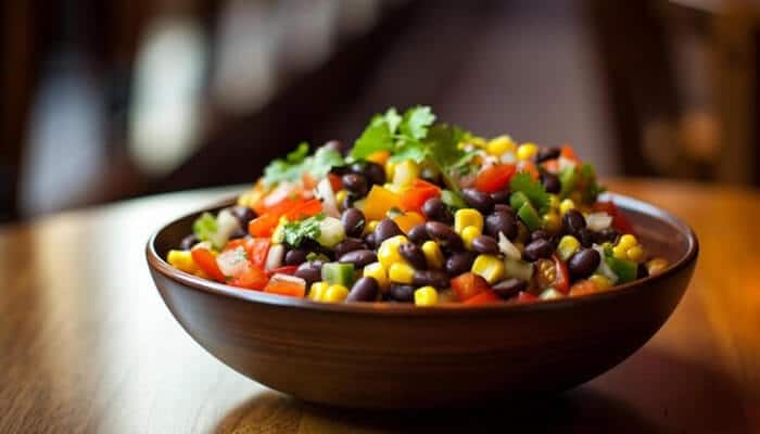 Black bean and corn salad - Food Fun Trip - FoodFunTrip A vibrant black bean and corn salad with tomatoes, peppers, and cilantro, packed with healthy and fresh ingredients