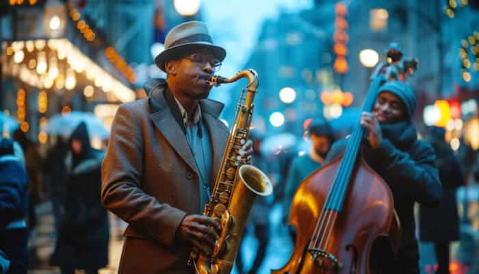 Experience Live Jazz on Frenchmen Street - Food Fun Trip - FoodFunTrip Two musicians playing jazz in New Orleans, showcasing the city’s vibrant music scene that visitors can enjoy during their trip