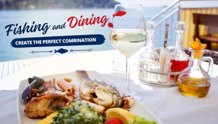 Fishing and Dining Create the Perfect Combination - Food Fun Trip - FoodFunTrip Key West fishing and dining scene with fresh seafood plate, wine, and ocean view for the perfect meal experience