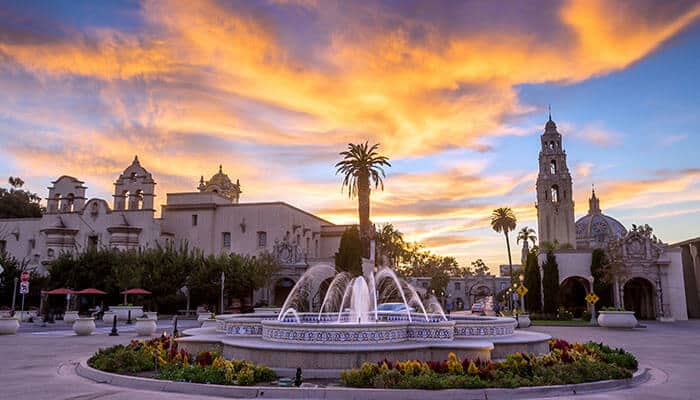 San Diegos Balboa Park - Food Fun Trip - FoodFunTrip Educational Tour destination featuring historic Spanish Colonial architecture, cultural landmarks, scenic fountains, and heritage learning experiences that promote history, art, and student travel education.