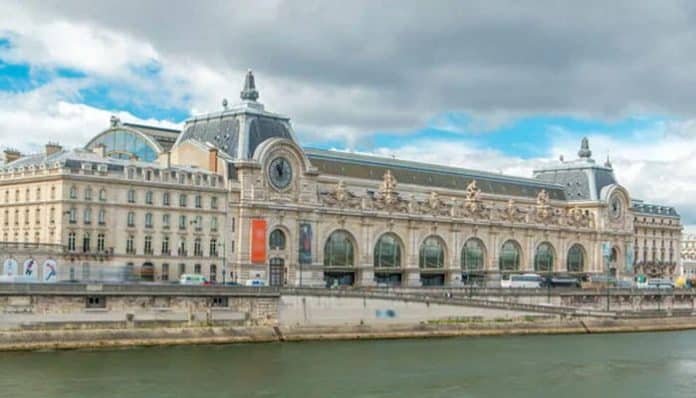 Musée d'Orsay exterior view in Paris featuring historic Beaux-Arts architecture, Seine River waterfront, and the world-famous museum known for Impressionist and Post-Impressionist masterpieces by Monet, Van Gogh, and Degas.