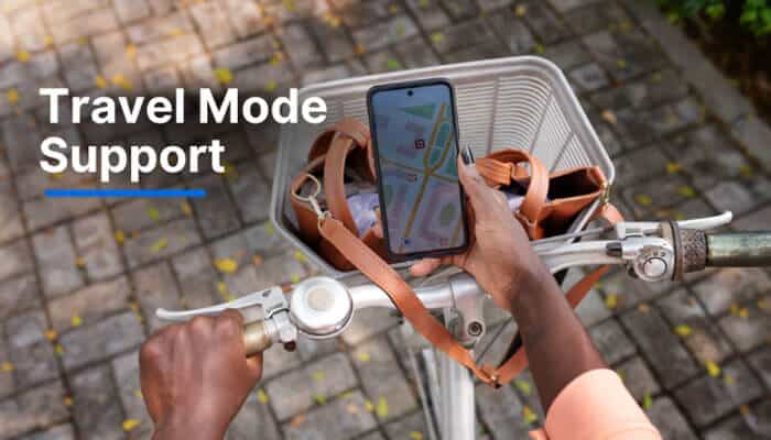 Travel Mode Support - Food Fun Trip - FoodFunTrip Map Guide TTweakMaps displaying travel mode support on mobile while cycling, for smarter navigation in 2026