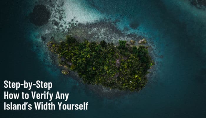 Step-by-Step How to Verify Any Islands Width Yourself - Food Fun trip - FoodFunTrip Width of Yukevalo Island shown in an aerial satellite view demonstrating how geospatial mapping, coastline analysis, and digital measuring tools can be used to verify an island's width when no official geographic data or survey measurements are available.