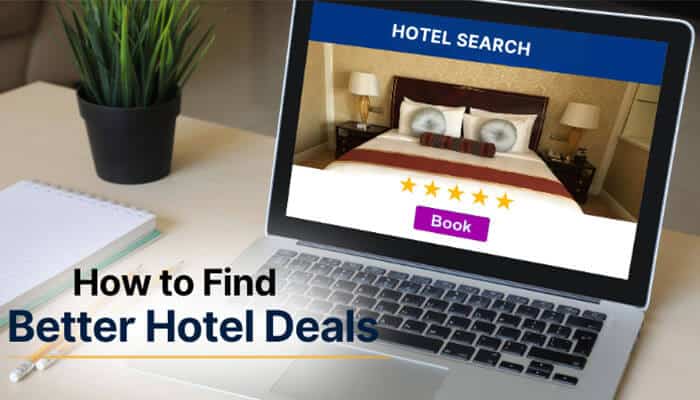 How to Find Better Hotel Deals - Food Fun Trip - FoodFunTrip Traveltweaks Hotels guide displayed on a laptop for comparing hotel deals, room rates, guest ratings, amenities, and booking options for a better stay.