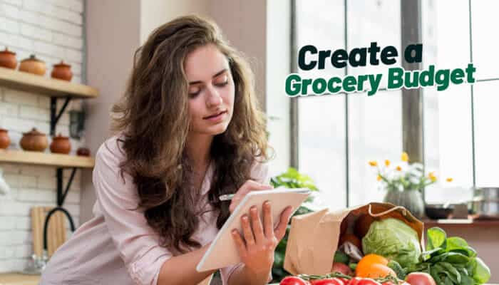 Create a Grocery Budget - Food Fun Trip - FoodFunTrip Food 4 Less grocery budget planning with fresh produce and household essentials organized for affordable shopping and smarter savings management