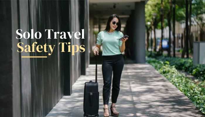 Solo Travel Safety Tips - Food Fun Trip - FoodFunTrip Traveling Tips Cwbiancavoyage featuring a solo traveler with luggage walking through a city while sharing safety advice for smart trip planning, personal security, and confident journeys.