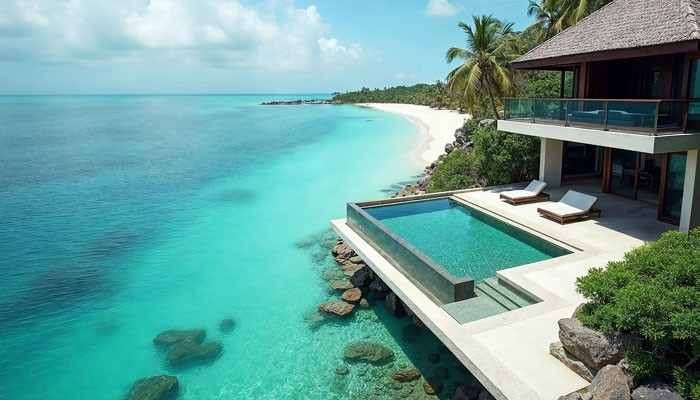 Where to Stay in the US Virgin Islands - Food Fun Trip - FoodFunTrip US Virgin Islands luxury beachfront accommodation with infinity pool overlooking turquoise Caribbean waters, tropical coastline, and scenic island views for an unforgettable vacation stay